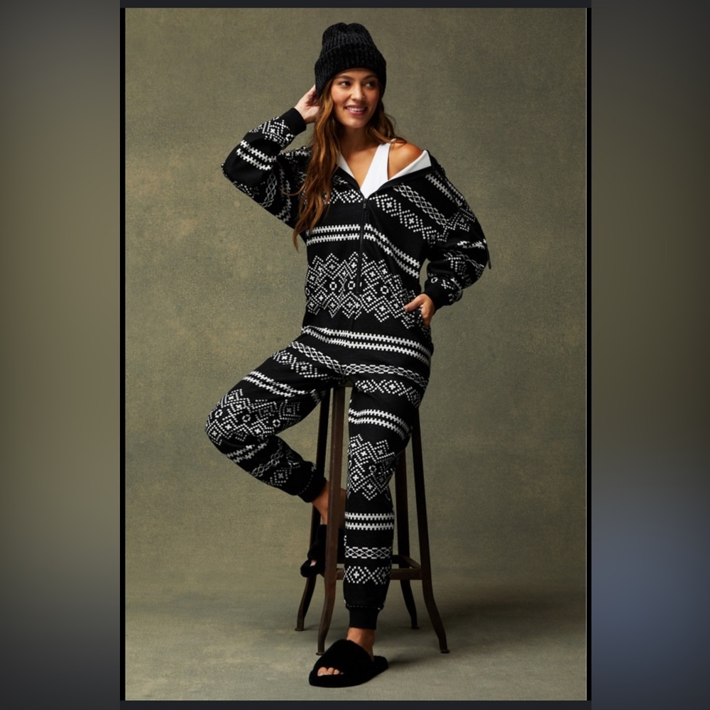 Fabletics Black and White Geometric Jumpsuit